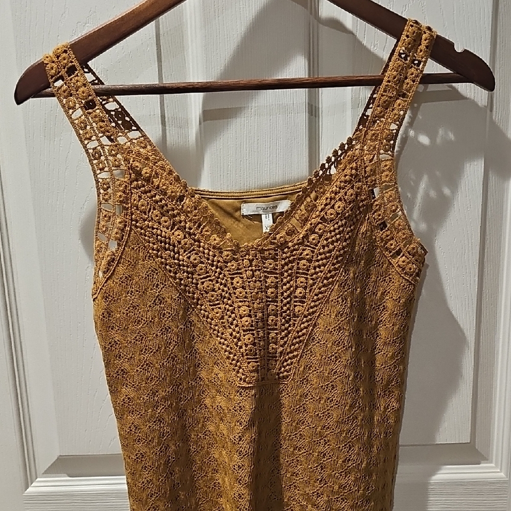 Maurices Mustard Crochet Tank Top